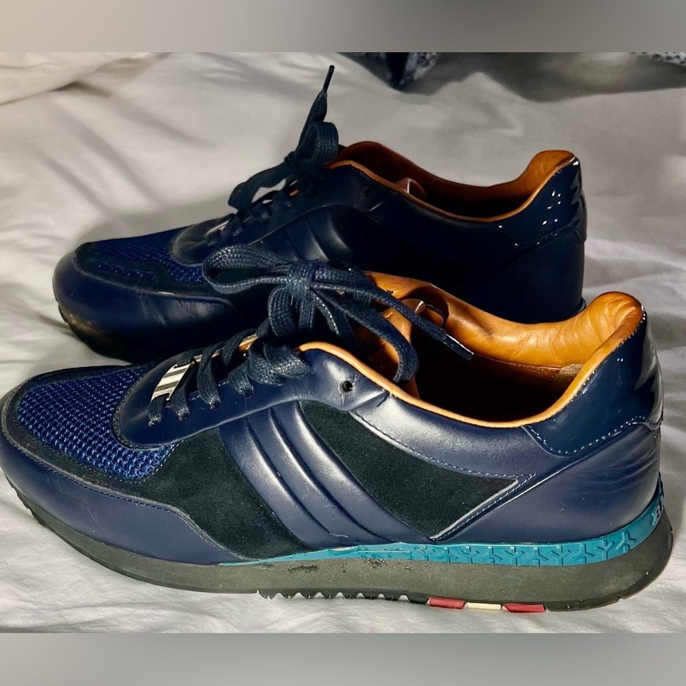 Bally, Switzerland Premier Sneakers, design front clip. Size 8 (US). Like New.